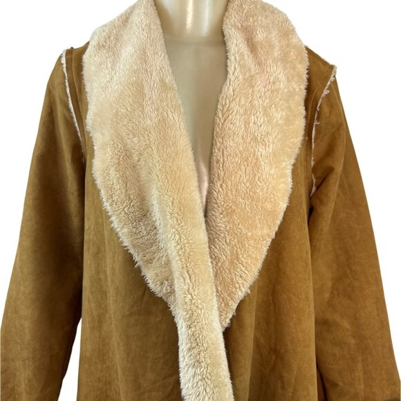 Hem & Thread Womens Faux Suede Open Front Jacket With Sherpa Lining Sz M - Picture 5 of 10